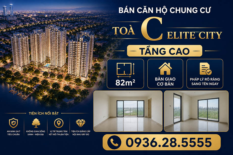 Cần bán gấp căn 2PN tòa B Tecco Elite City tầng thấp giá mềm