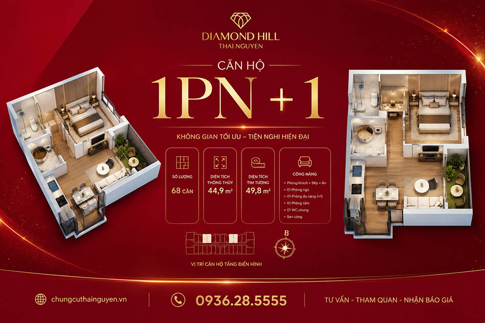 Bán Căn Hộ BV Diamond Hill 1PN + 1 Giá Tốt, Thiết Kế Hiện Đại