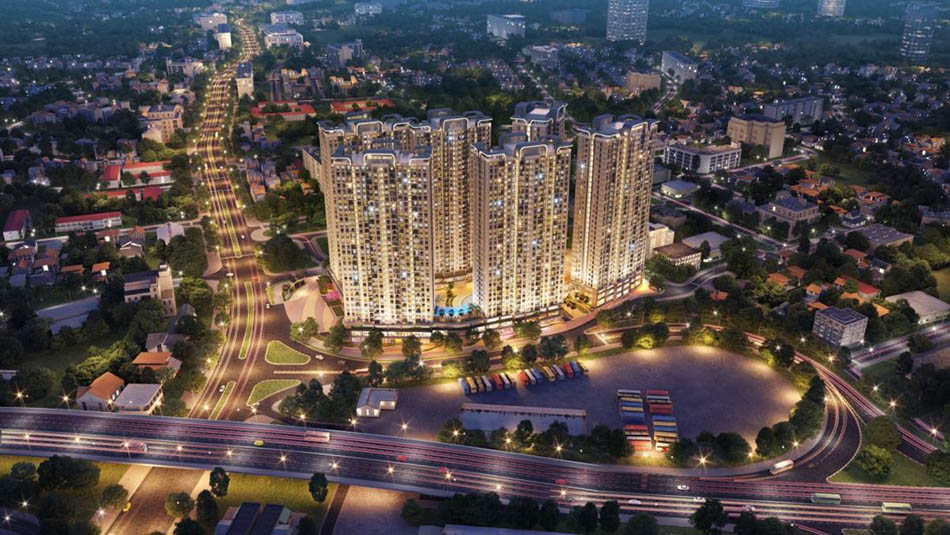 toàn cảnh dự án tecco elite city thịnh đán ban đêm